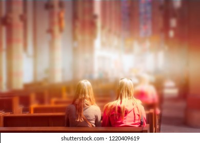  Blurred Photo Inside Of A Church - People Praying In A Church