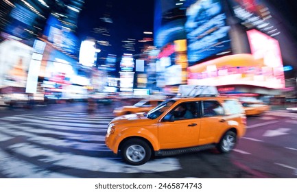 blurred photo of a yellow taxi cab in NYC - Powered by Shutterstock