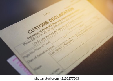 A Blurred Photos Of Customs Declaration 