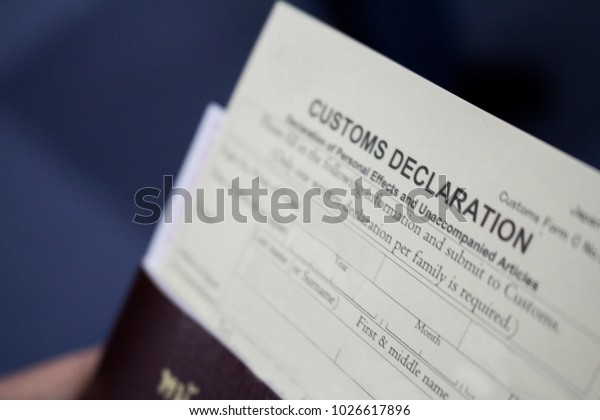 a blurred photos\
of customs declaration 