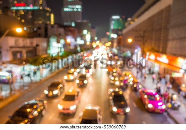 blurred picture : Traffic jam in downtown,  Bangkok ,\
Thailand 