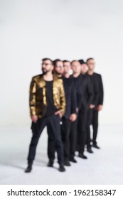 Blurred Portrait Of Diverse People Group On White Background. Group Of Happy Young People Standing Together