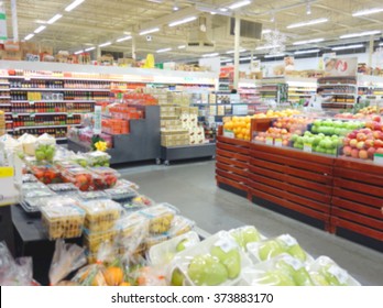 Blurred Produce Section At A Supermarket In Toronto, Canada