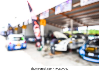 Blurred Racing Auto Motor Racetrack Speedway Garage - Blur Background