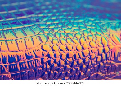 Blurred Rainbow Colored Background. Hologram Leatherette Texture. Luxury Shiny Colored Background Texture. 