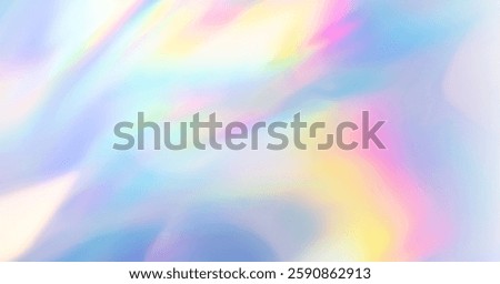 Blurred refraction light texture overlay effect. Holographic rainbow background.