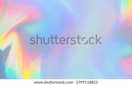 Blurred refraction light texture overlay effect. Holographic rainbow background.