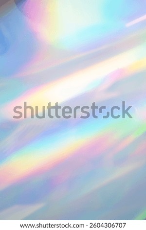 Blurred refraction light texture overlay effect. Holographic rainbow background.