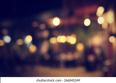 Blurred Of Restaurant At Night