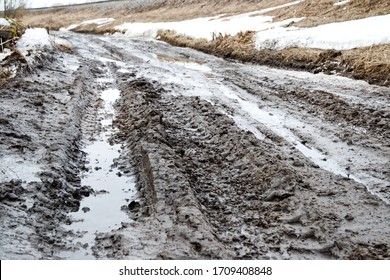 blurred road in the village. Spring is coming. close-up - Powered by Shutterstock