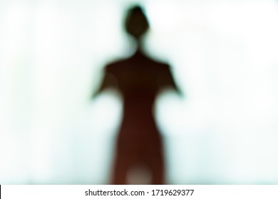 Blurred Silhouette Of Human Body Look Like Alien.