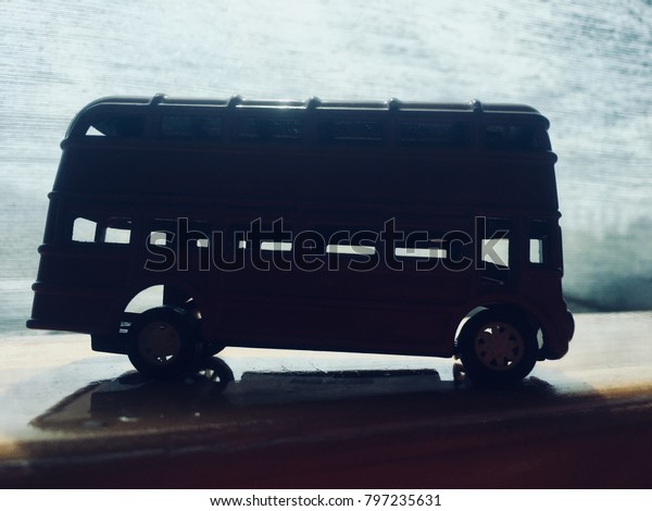 Blurred silhouette\
shadow of vintage bus