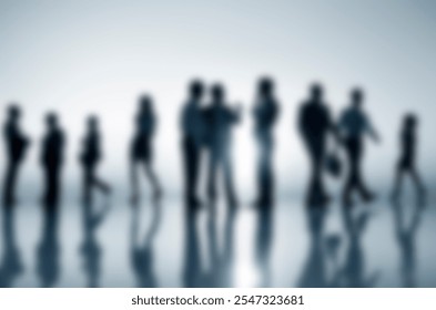 Blurred silhouettes of diverse people walking or meeting. Group of business people in motion. Silhouettes of diverse crowd in modern meeting. Diverse business meeting concept. - Powered by Shutterstock