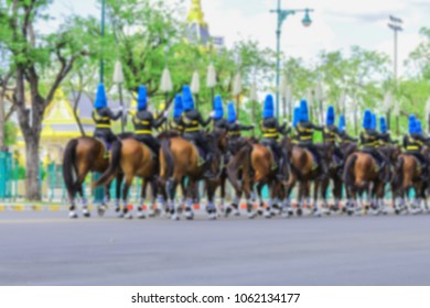 Blurred and Soft focus of The Royal Thai Armed Force of Parade during a rehearsal of the royal funeral cremation for His Majesty king Bhumibol Adulyadej, Rama 9,