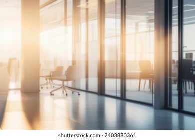 blurred spacious open office environment, abstract effect that highlights the play of light and bokeh in the background. - Powered by Shutterstock