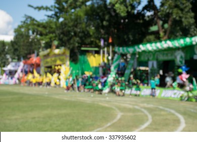 Blurred sport day activity in primary school, Thailand