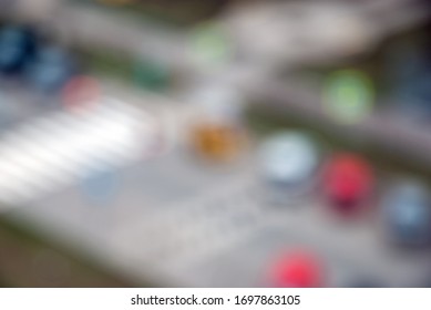 Blurred Street Aerial View, Crossroad And Parked Cars, No People