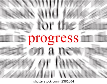Blurred text with a focus on progress