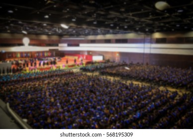 Blurred , Top View Student Holding Valedictorian Speech At Graduation Ceremony