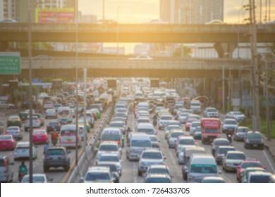 blurred traffic  jam  on  street in bangkok , Thailand