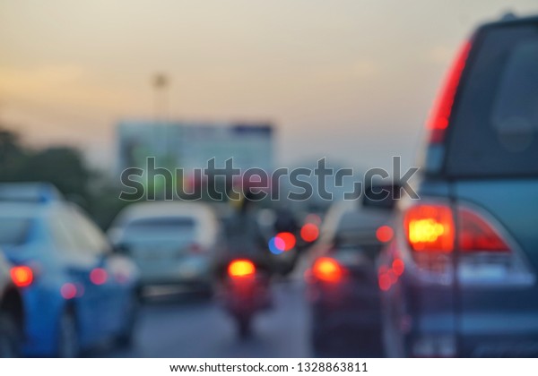 blurred traffic jam very much at pranok\
road, Bangkok,Thailand