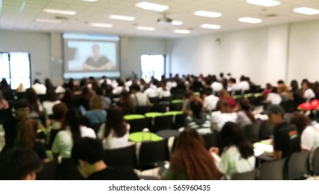 Blurred Undergraduate's Business Class Room In University