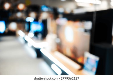 Blurred view of electronics store interior