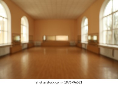 Blurred View Of Empty Modern Ballet Studio