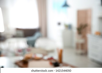 Blurred View Of Room Interior With Bokeh Effect