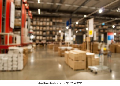 Blurred Warehouse Or Storehouse As Background