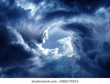 Blurred Whirlwind in the Dramatic Stormy Clouds
