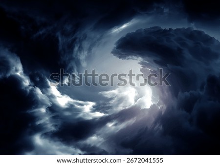 Blurred Whirlwind in the Dramatic Stormy Clouds