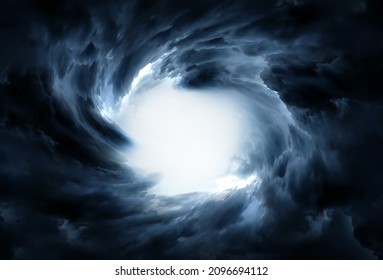 Blurred Whirlwind with a Light in the Dark Storm Clouds - Shutterstock ID 2096694112