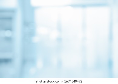BLURRED WINDOW IN MODERN BLUE OFFICE, MEDICAL ROOM BACKGROUND