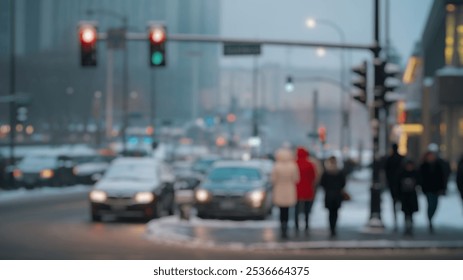 Blurred Winter Background of Winter City Intersection in Busy Urban Environment - Powered by Shutterstock