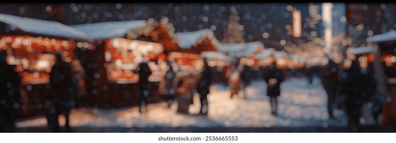 Blurred Winter Background of Blurred Winter Background of Holiday Street Vendors Selling Treats in Winter City - Powered by Shutterstock