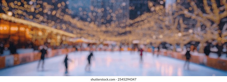 Blurred Winter Background of Blurred Winter Background of Ice Skaters Enjoying a Snowy City Rink Scene - Powered by Shutterstock