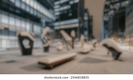 Blurred Winter Background of Modern City Plaza at Night with Snow - Powered by Shutterstock