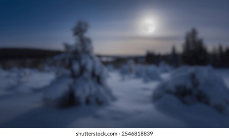 Blurred Winter Background of Moonlit Winter Night Over Snowy Landscape - Powered by Shutterstock