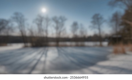 Blurred Winter Background of Moonlit Snowy Landscape with Tree Shadows - Powered by Shutterstock