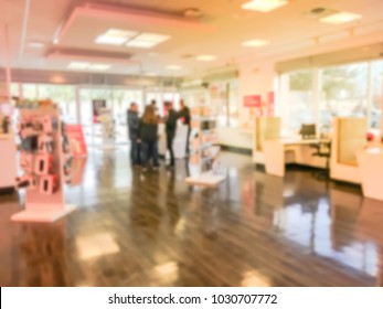 Blurred Wireless Provider Retail Store In America