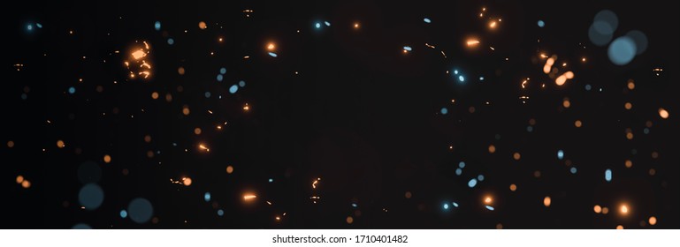 blurred yellow and cyan glow sparks from neon lights with blank spot on black backgound - Shutterstock ID 1710401482