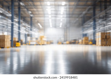 Blurring the Background in a Modern Warehouse Interior. evening light effect - Powered by Shutterstock