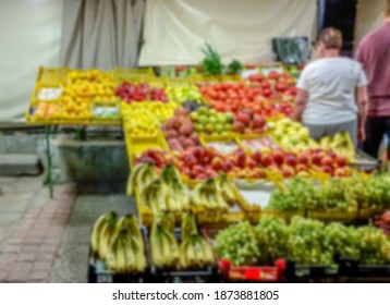 Blurring with bokeh elements in a creative story on the theme of street trade. Stock photo for backgrounds.