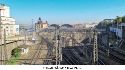 Blurring in a creative illustration on the theme of railway transport. Stock illustration for banners and backgrounds.                  