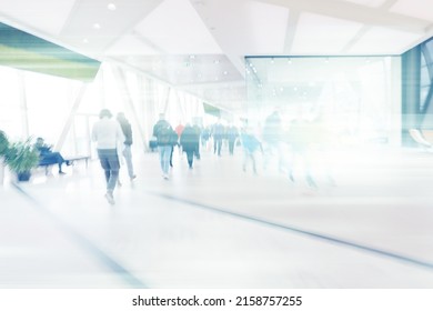 Blurry Abstract Business Background Blue Movement People Concept Inside