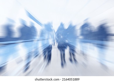 Blurry Abstract Business Background Blue Movement People Concept Inside
