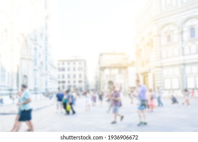 Blurry abstract outdoor backgroud, people or tourist travelling summer season in europe .Travel and holiday background concept.