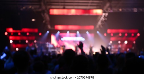 Blurry Background, Christian Worship Festival, Concert, People Worshiping, Hands Up, LED Wall, Crowd