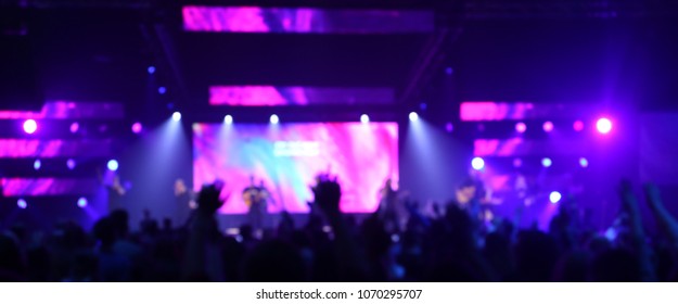 Blurry Background, Christian Worship Festival, Concert, People worshiping, Hands Up, LED Wall, Crowd